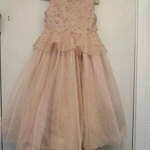 Badgley Mischka Blush Kids Dress with Pearl Details
